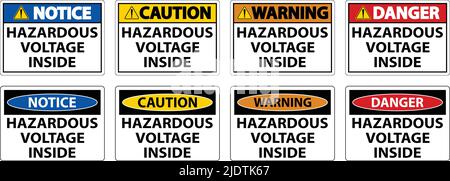 Danger Hazardous Voltage Inside SignOn White Background Stock Vector