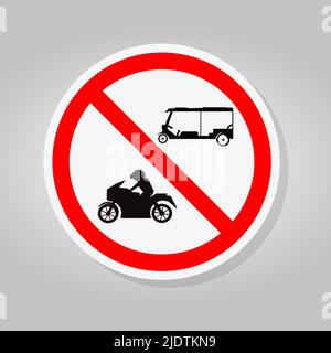 No Tuk Tuk Thailand Or Rickshaw Three Wheeled Tricycle,Motorcycles,Traffic Sign Isolate On White Background,Vector Illustration Stock Vector