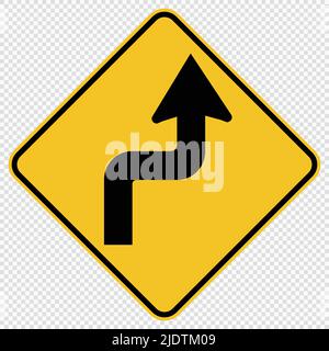 Curves ahead Right Traffic Road Sign on transparent background,vector illustration EPS 10 Stock Vector