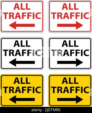 All Traffic Left Arrow Right Arrow Sign On White Background Stock Vector