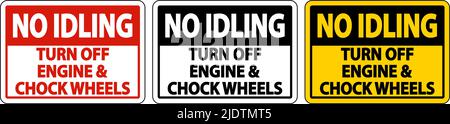 Turn Off Engine and Chock Wheels Sign On White Background Stock Vector