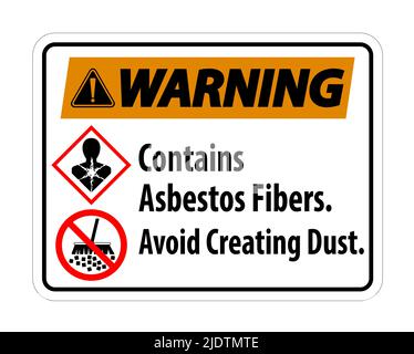 Warning Label Contains Asbestos Fibers,Avoid Creating Dust Stock Vector