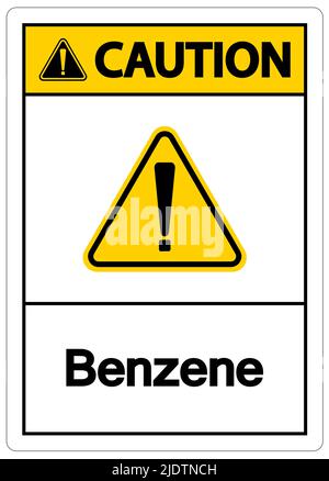 Caution Benzene Symbol Sign On White Background Stock Vector