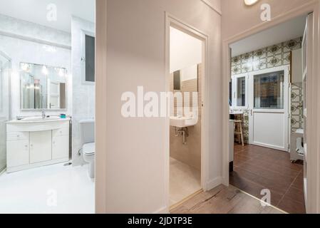 Distributor of a residential holiday rental home with access to several rooms and the kitchen Stock Photo