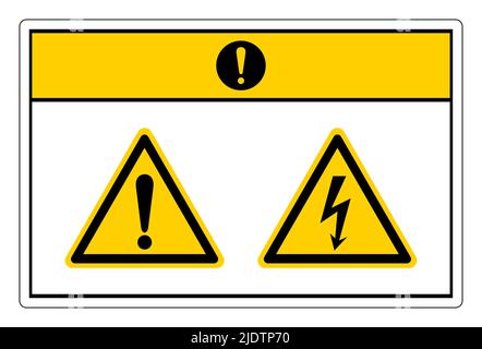 Caution Electric Shock Hazard Symbol Sign On White Background Stock Vector
