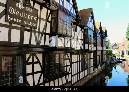 The Old Weavers' House A.D. 1500 restaurant on the River Stour Canterbury Kent England UK Stock Photo