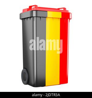 Garbage container with Belgian flag, 3D rendering isolated on white ...