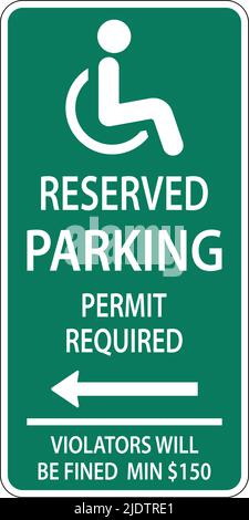 Handicap Parking Sign,Left Arrow Sign On White Background Stock Vector