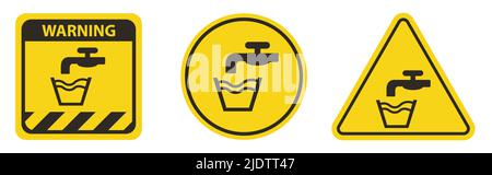 Caution Not Drinking Water Symbol Sign Isolate On White Background Stock Vector