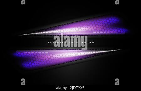 Abstract black modern background with translucent purple triangular design elements. Modern abstract technology background concept. Vector Stock Vector