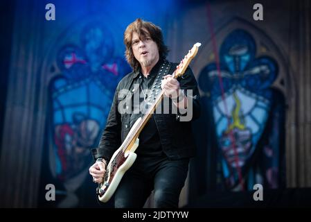 Oslo, Norway. 23rd June, 2022. The Swedish glam rock band Europe performs a live concert during the Norwegian music festival Tons of Rock 2022 in Oslo. Here bass player John Leven is seen live on stage. (Photo Credit: Gonzales Photo/Alamy Live News Stock Photo