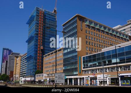 Wellesley Road in central Croydon with an ever changing skyline Stock Photo