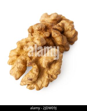 Group of fresh peeled walnuts, isolated on white background Stock Photo