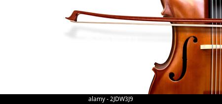 Violin on a white background close up Ancient stringed instrument. Classical music.. Copy space Stock Photo