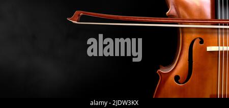 Violin on a black background close up Ancient stringed instrument. Classical music.. Copy space Stock Photo