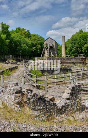 Meadow Shaft Lead Mine Pumping Engine House, Minera Lead Mines Country Park, Minera, Wrexham, Wales Stock Photo