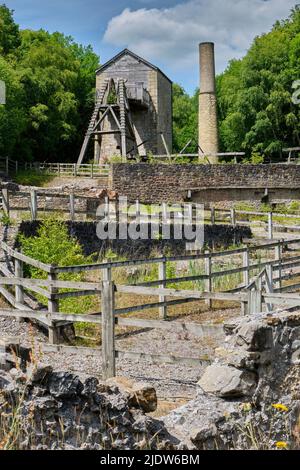 Meadow Shaft Lead Mine Pumping Engine House, Minera Lead Mines Country Park, Minera, Wrexham, Wales Stock Photo