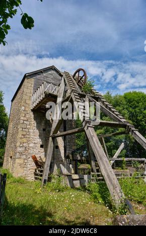 Meadow Shaft Lead Mine Pumping Engine House, Minera Lead Mines Country Park, Minera, Wrexham, Wales Stock Photo