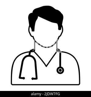 Doctor icon. Man with stethoscope symbol. Flat vector illustration Stock Vector