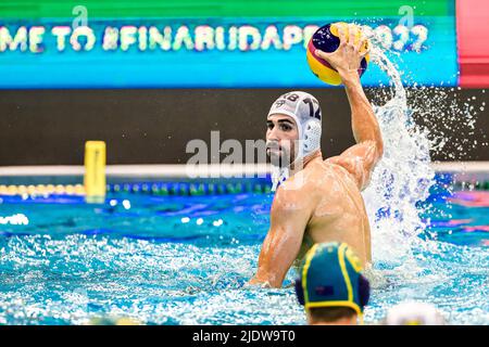 SZEGED, HUNGARY - JUNE 23: Viktor Rasovic of Serbia during the FINA World Championships Budapest 2022 match between Serbia and Australia on June 23, 2022 in Szeged, Hungary (Photo by Albert ten Hove/Orange Pictures) Stock Photo