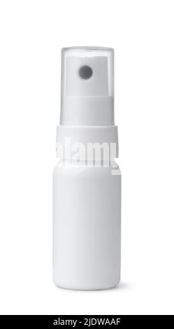 Front view of blank white plastic spray bottle isolated on white Stock Photo