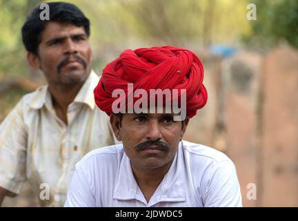 Men from Chanoud, Rajasthan, India. Stock Photo