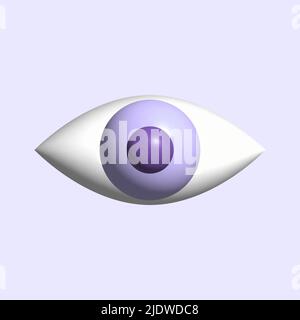 3d eye icon. Design for web and mobile app. Cartoon minimal style. Stock Vector