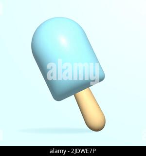 Ice cream on wooden stick. 3d rendering Stock Vector