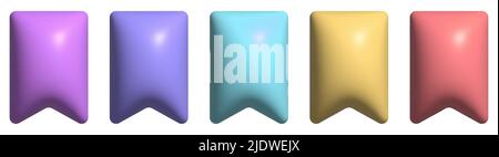 Set of bookmark icons. 3d render illustration Stock Vector