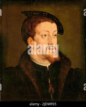 Portrait of Charles V, Holy Roman Emperor, Jan Cornelisz Vermeyen (manner of), c. 1530 Stock Photo