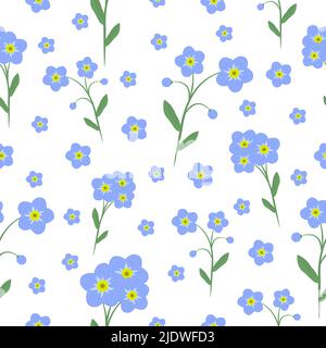 Forget-me-not, flower seamless pattern in tender shades Stock Vector