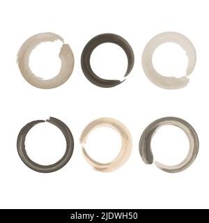 Vector watercolor circles. Set of watercolor circles in pastel brown colors. Traces from a coffee cup on a white background. Stock Vector