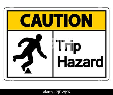 Caution Trip Hazard Symbol Sign on white background,Vector Illustration Stock Vector