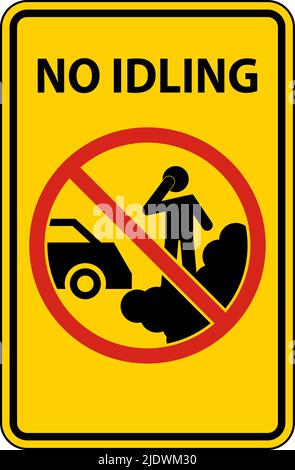 No Idling Sign On White Background Stock Vector