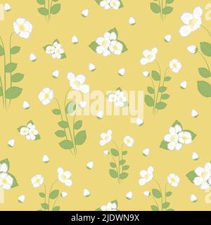Jasmines with leaves, colorful seamless pattern Stock Vector