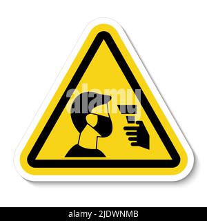 Caution Staff Must Undergo Temperature Check Stock Vector