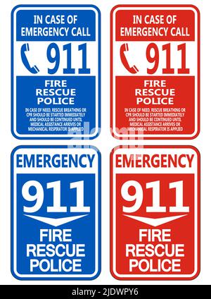 911 Fire Rescue Police Symbol Sign Isolate On White Background,Vector Illustration EPS.10 Stock Vector