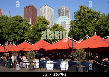 People out in the bars and cafes of Het Plein, The Hague Netherlands Stock Photo