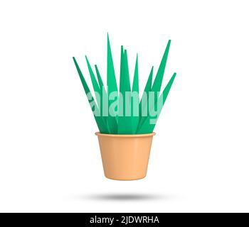 Aloe vera Tree in pot 3d icon. Aloevera Green Plant with Pot. Plant clipart for interior decoration and table desktop tree symbol. Tree pot decoration Stock Photo