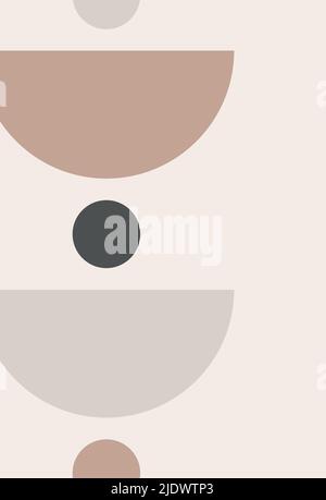 Modern geometric background. Boho style. Geometric shapes with texture. Modern aesthetic figures. Neutral geometric art. Boho abstraction. Minimalism. Stock Vector