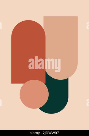 Wall art. Minimalistic abstract art background. Abstract design. Various forms. Modern art isolated vector graphics. Boho style. Stock Vector