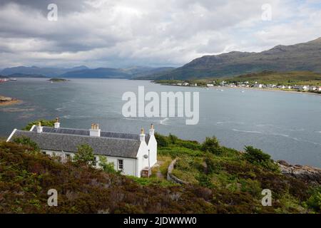 the Loch Alsh seen from (Ban EIlean) Ban Skye Bridge from Lochalsh to Kyleakin on Isle of Skye, Inner Hebrides, Scotland, UK Stock Photo