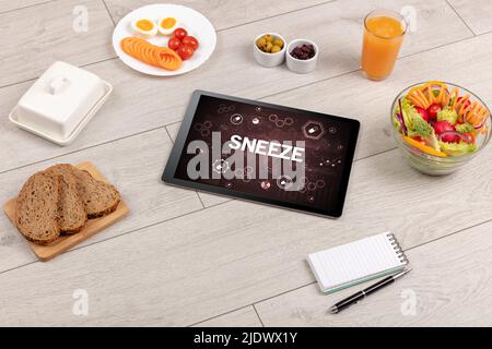 Healthy Tablet Pc compostion, immune system boost concept Stock Photo