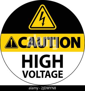 Caution High Voltage Floor Sign On White Background Stock Vector