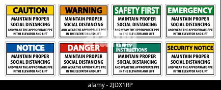 Maintain Proper Social Distancing Sign Isolate On White Background,Vector Illustration EPS.10 Stock Vector