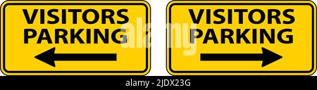 Visitors Parking Right Arrow Left Arrow Sign On White Background Stock Vector