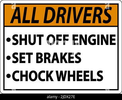 Truck Driver Parking Checklist Sign On White Background Stock Vector