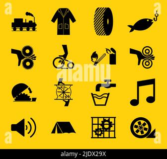 Warning signs,industrial hazards icon labels Sign Isolated on White Background,Vector Illustration Stock Vector