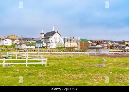 Town of Bonavista, Newfoundland, Canada with church in the background Stock Photo