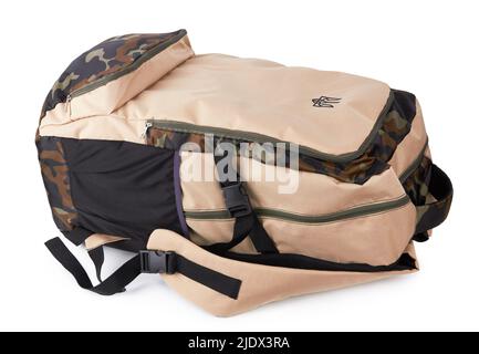 Camouflage backpack for the forest and military backpack isolated on white Stock Photo